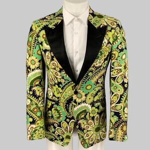 TOM FORD Size 34 Regular Multi-Color Black Paisley Viscose Sport Coat